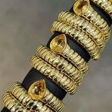 Natural Gemstone Triple-Coil Snake Ring - floysun