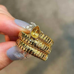 Natural Gemstone Triple-Coil Snake Ring - floysun