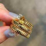 Natural Gemstone Triple-Coil Snake Ring - floysun
