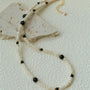 Natural Irregular Pearl & Gradient Agate Necklace - Black Onyx - floysun