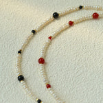 Natural Irregular Pearl & Gradient Agate Necklace - Black Onyx - floysun
