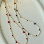 Natural Irregular Pearl & Gradient Agate Necklace - Black Onyx - floysun