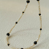 Natural Irregular Pearl & Gradient Agate Necklace - Black Onyx - floysun