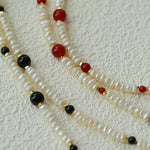 Natural Irregular Pearl & Gradient Agate Necklace - Black Onyx - floysun