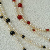 Natural Irregular Pearl & Gradient Agate Necklace - Black Onyx - floysun