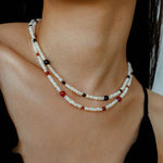 Natural Irregular Pearl & Gradient Agate Necklace - Black Onyx - floysun