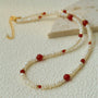 Natural Irregular Pearl & Gradient Agate Necklace - Red Agate - floysun