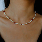 Natural Irregular Pearl & Gradient Agate Necklace - Red Agate - floysun