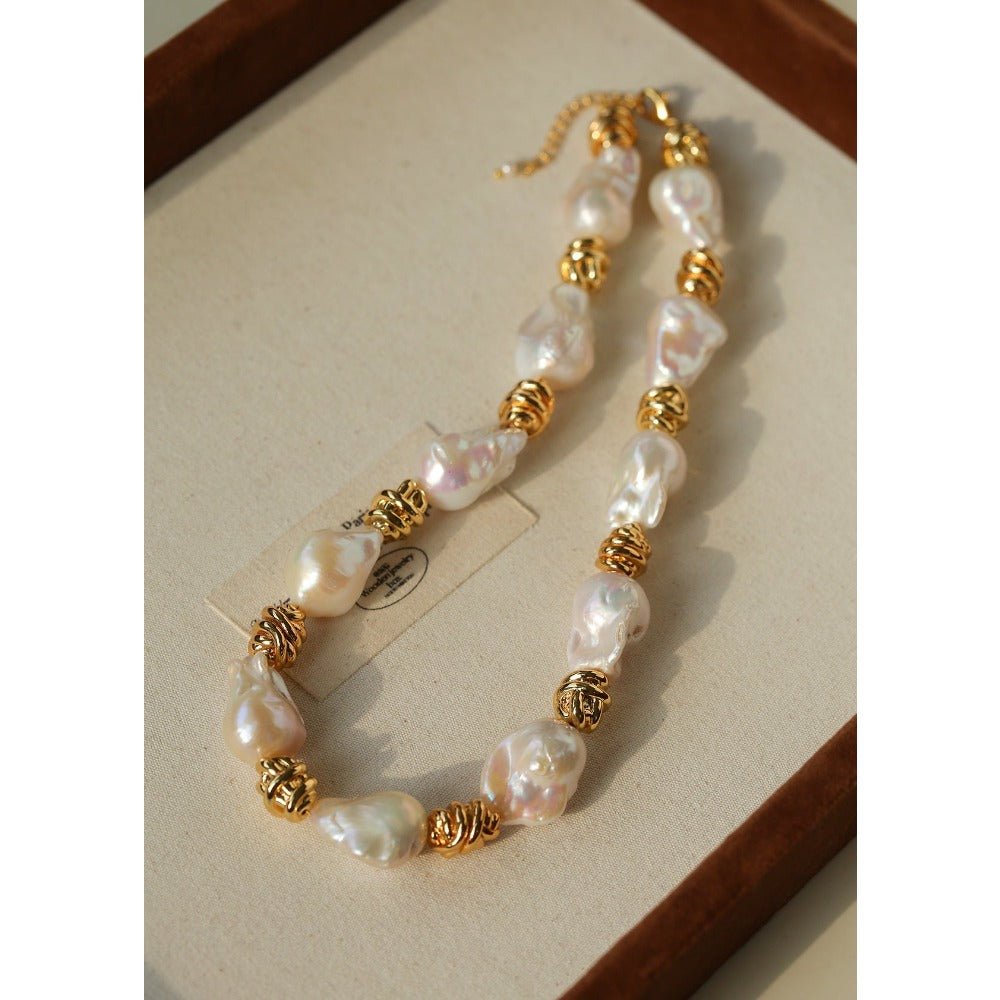 Natural Irregular Pearls with Gold-Wrapped Accents - floysun