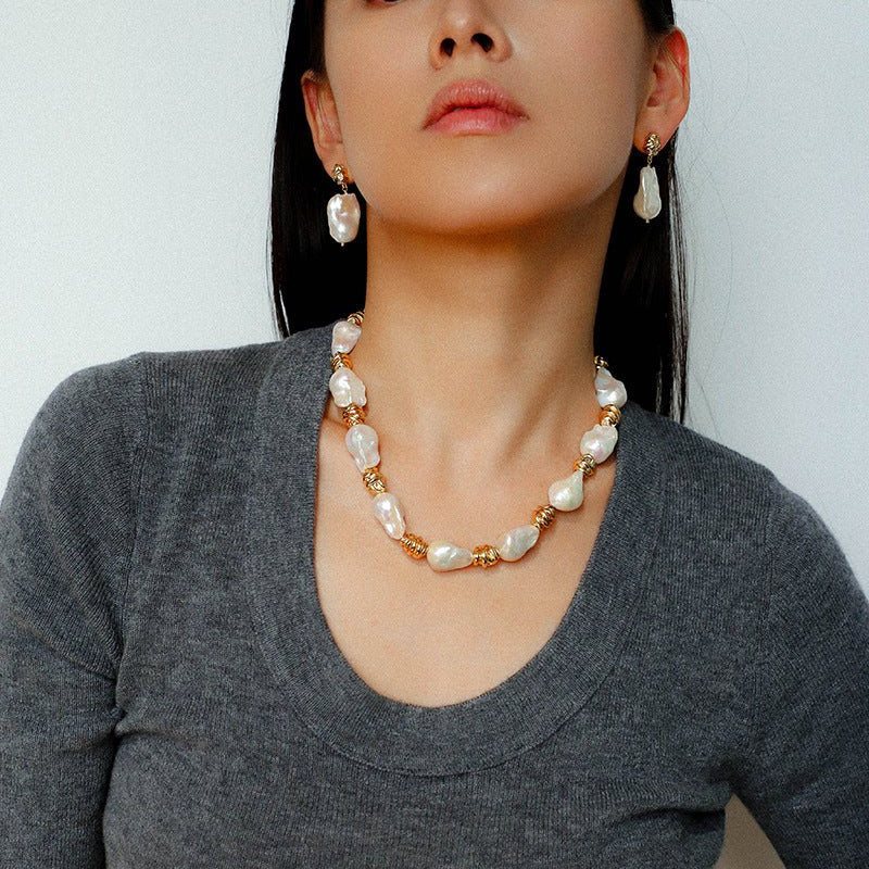 Natural Irregular Pearls with Gold - Wrapped Accents - floysun