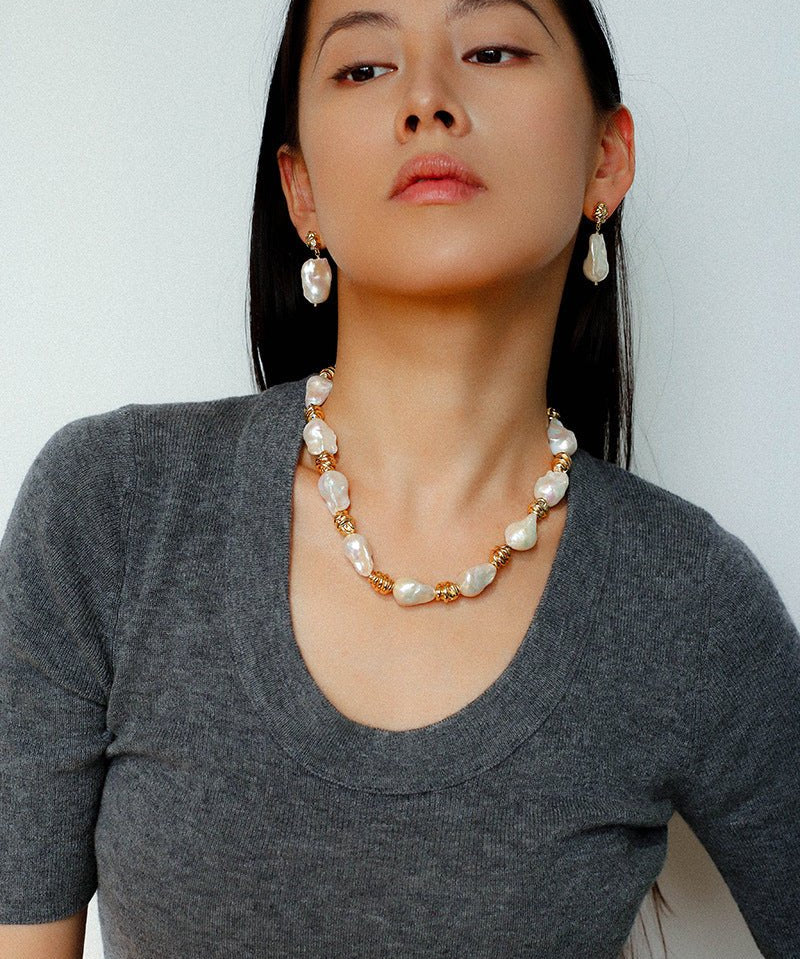 Natural Irregular Pearls with Gold - Wrapped Accents - floysun