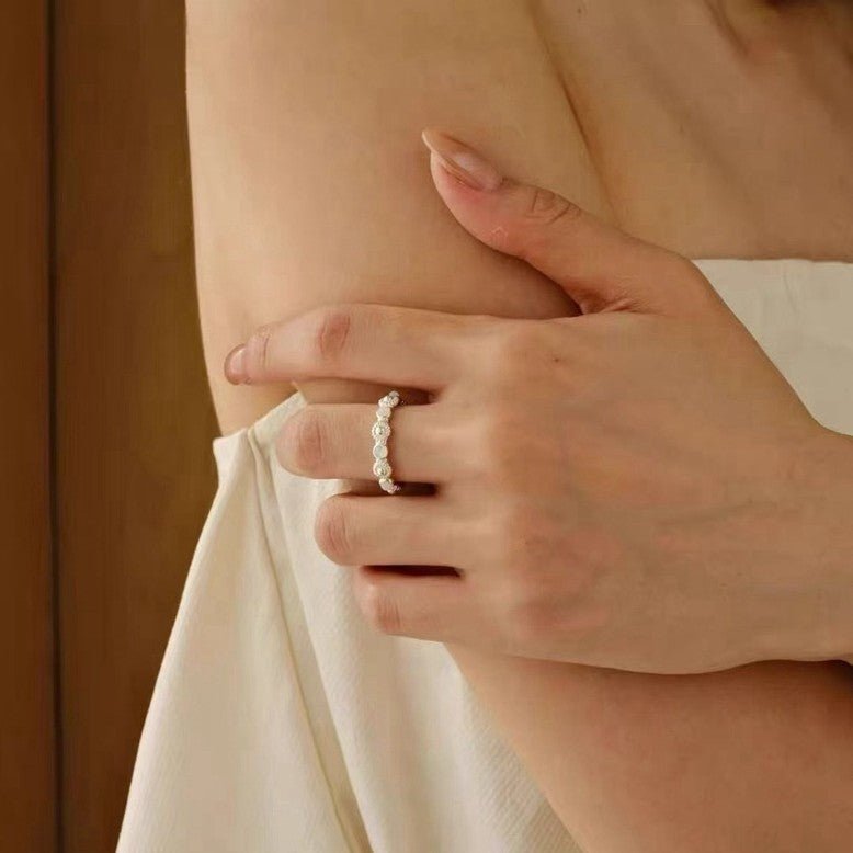 Natural Moonstone Eternity Band Ring - floysun