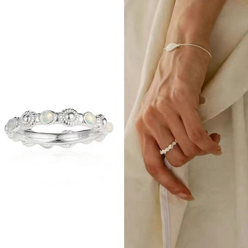 Natural Moonstone Eternity Band Ring - floysun