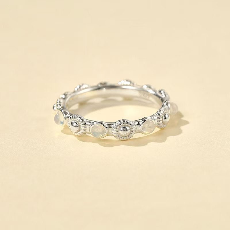 Natural Moonstone Eternity Band Ring - floysun