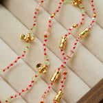 Natural Multi-Colored Stones and Garnet Beads Oval Pendant Necklace - floysun