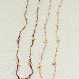 Natural Multi-Colored Stones and Garnet Beads Oval Pendant Necklace - floysun