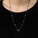 Natural Multi-Colored Stones and Garnet Beads Oval Pendant Necklace - floysun