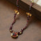 Natural Multi-Colored Stones and Garnet Beads Oval Pendant Necklace - floysun