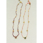 Natural Multi-Colored Stones and Garnet Beads Oval Pendant Necklace - floysun