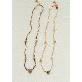Natural Multi-Colored Stones and Garnet Beads Oval Pendant Necklace - floysun