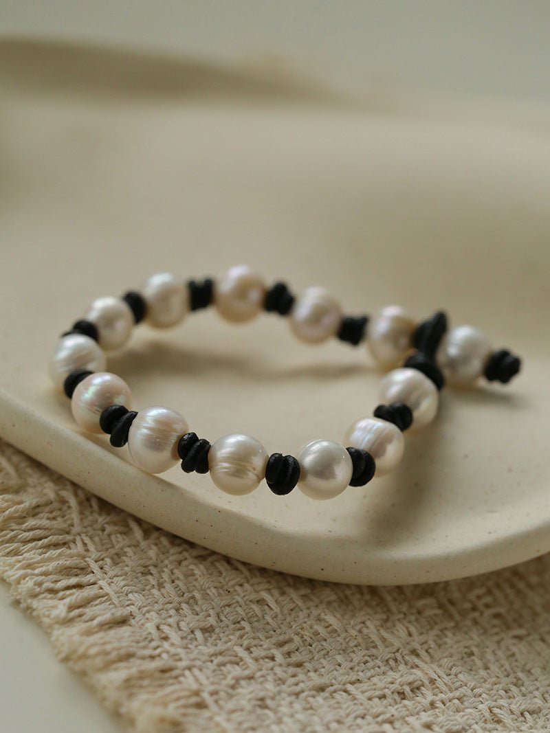 Natural Pearl Knotted Leather Bracelet - floysun