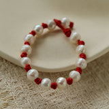 Natural Pearl Knotted Leather Bracelet - floysun
