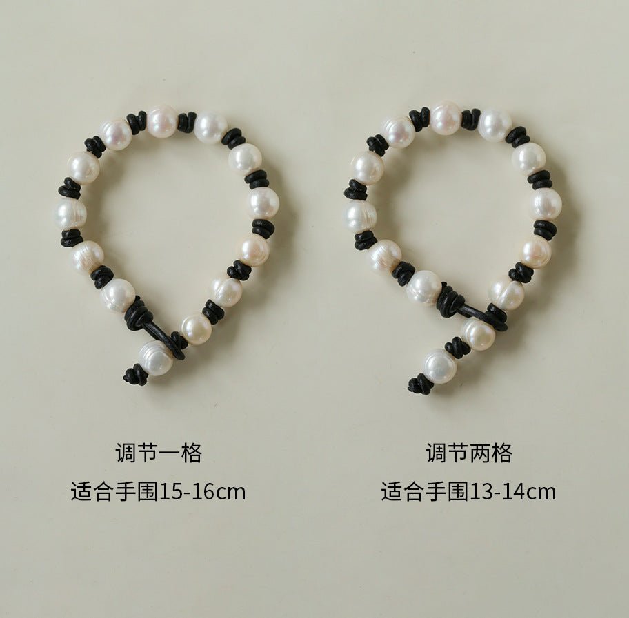 Natural Pearl Knotted Leather Bracelet - floysun