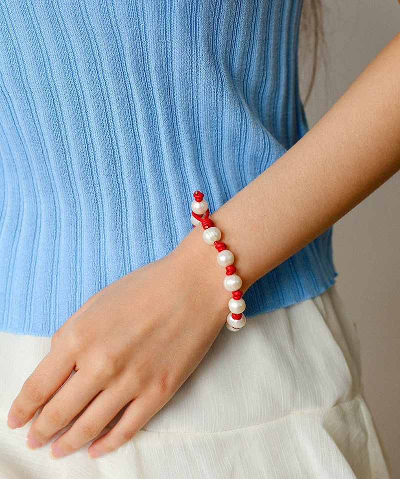 Natural Pearl Knotted Leather Bracelet - floysun