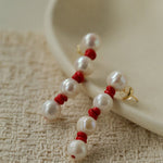 Natural Pearl Knotted Leather Earrings - floysun