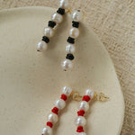 Natural Pearl Knotted Leather Earrings - floysun