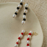 Natural Pearl Knotted Leather Earrings - floysun