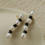 Natural Pearl Knotted Leather Earrings - floysun