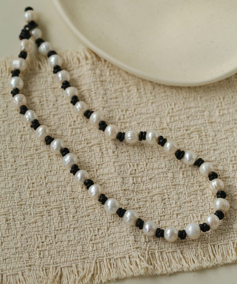 Natural Pearl Knotted Leather Necklace - floysun