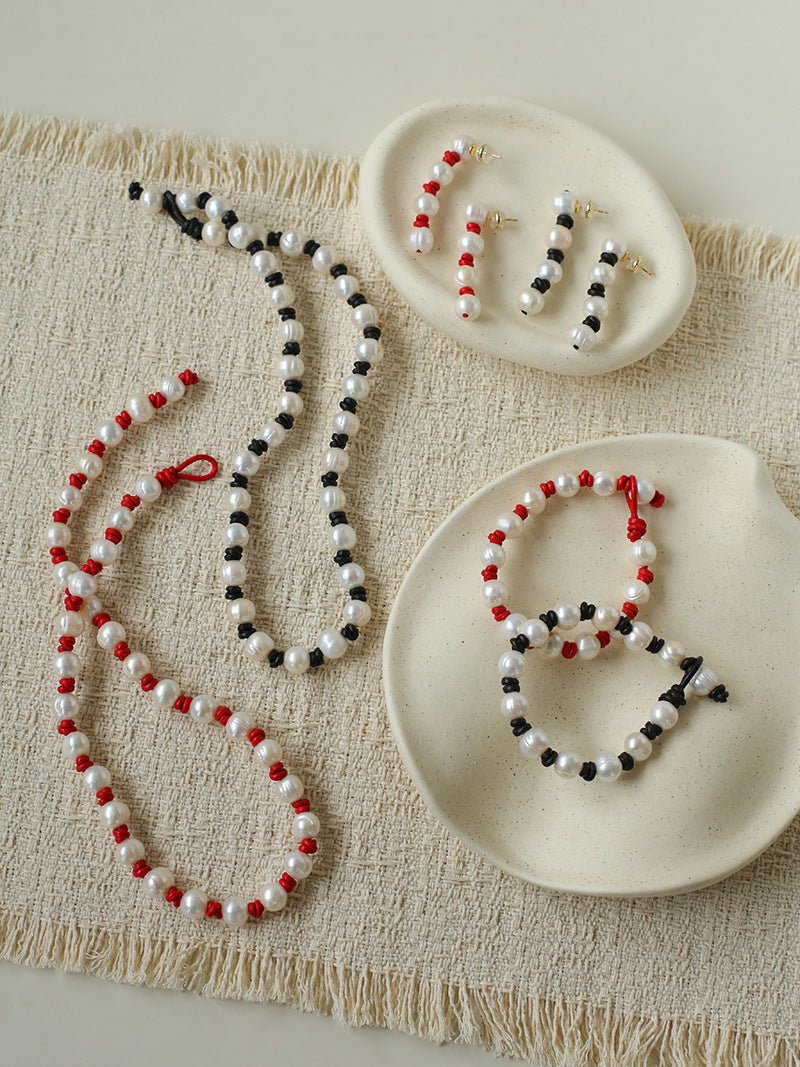 Natural Pearl Knotted Leather Necklace - floysun