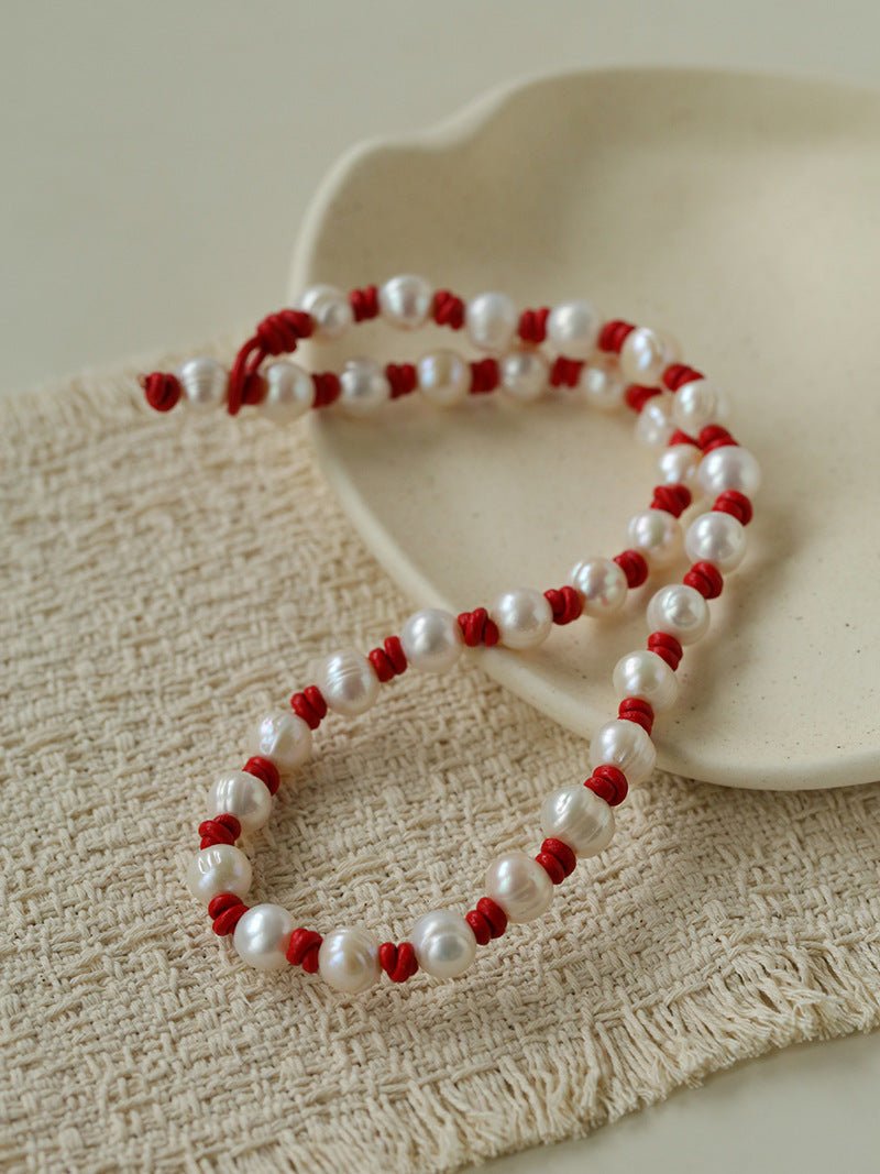 Natural Pearl Knotted Leather Necklace - floysun