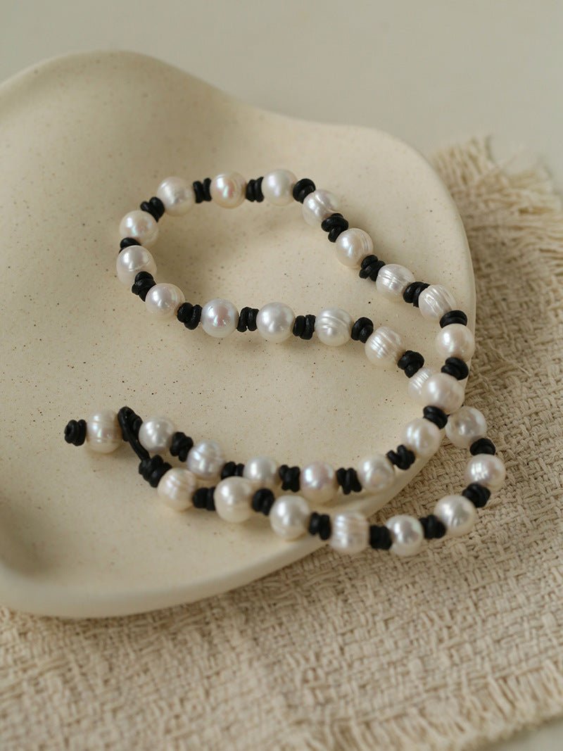 Natural Pearl Knotted Leather Necklace - floysun