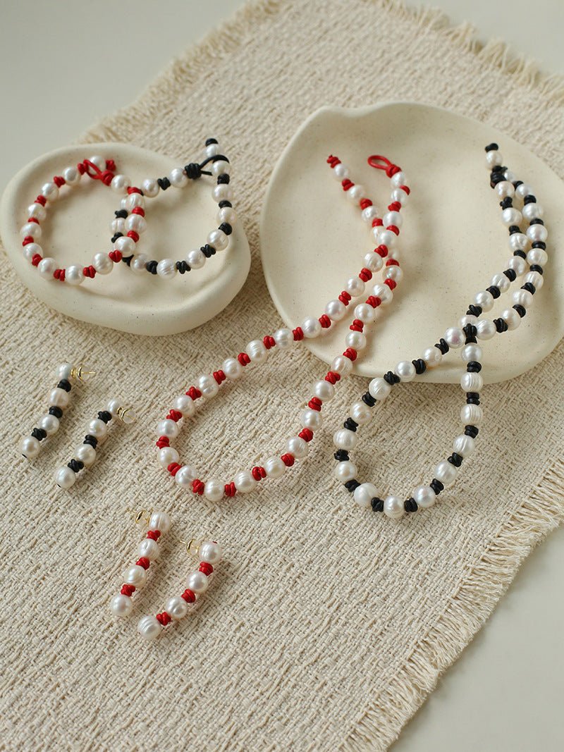 Natural Pearl Knotted Leather Necklace - floysun