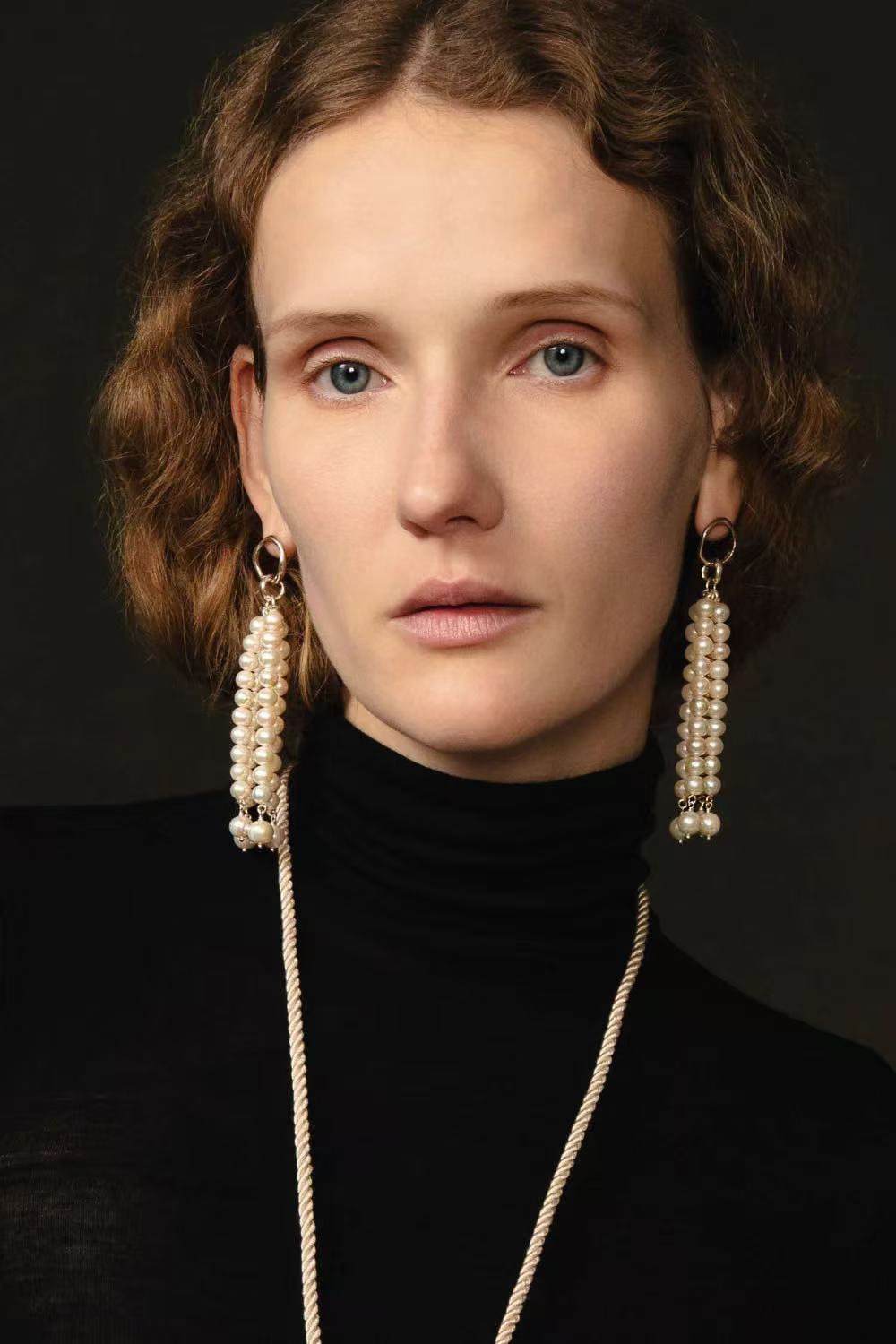 Natural Pearl & Red Agate & Black Agate Tassel Earrings - floysun