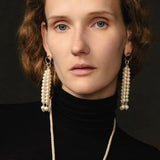 Natural Pearl & Red Agate & Black Agate Tassel Earrings - floysun