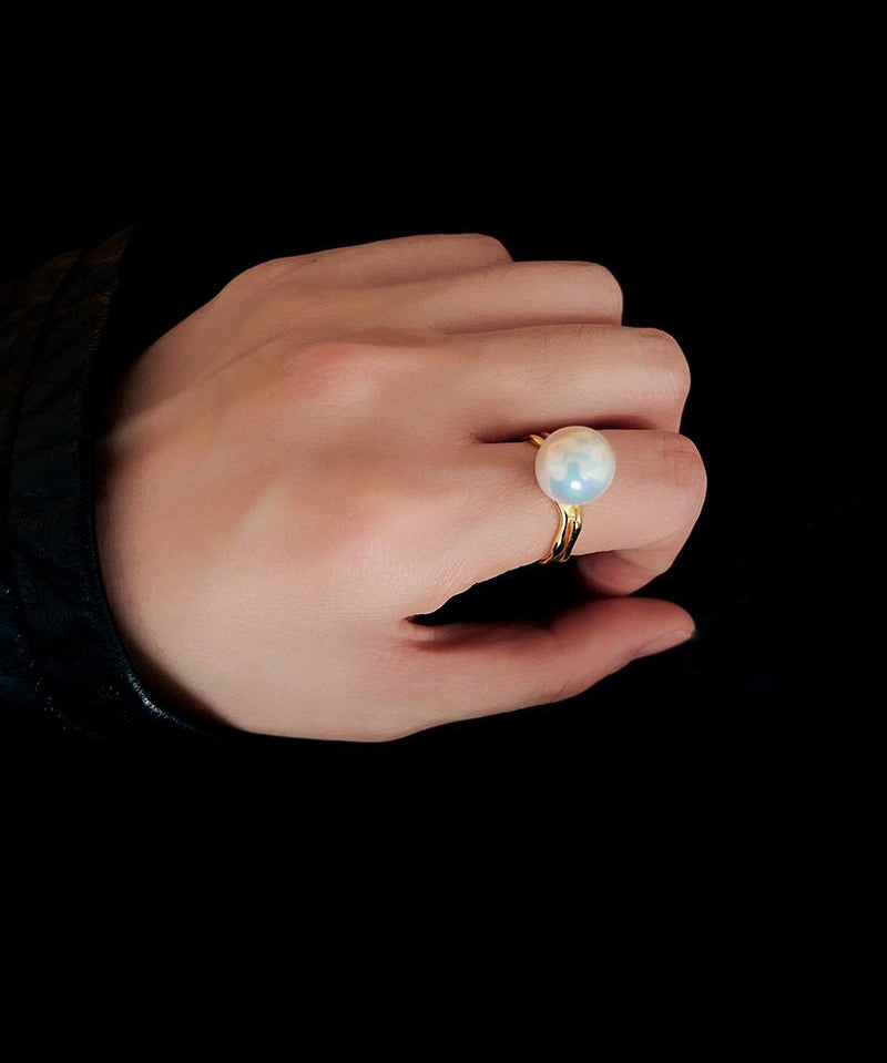 Natural Pearl Sterling Silver Adjustable Ring - floysun
