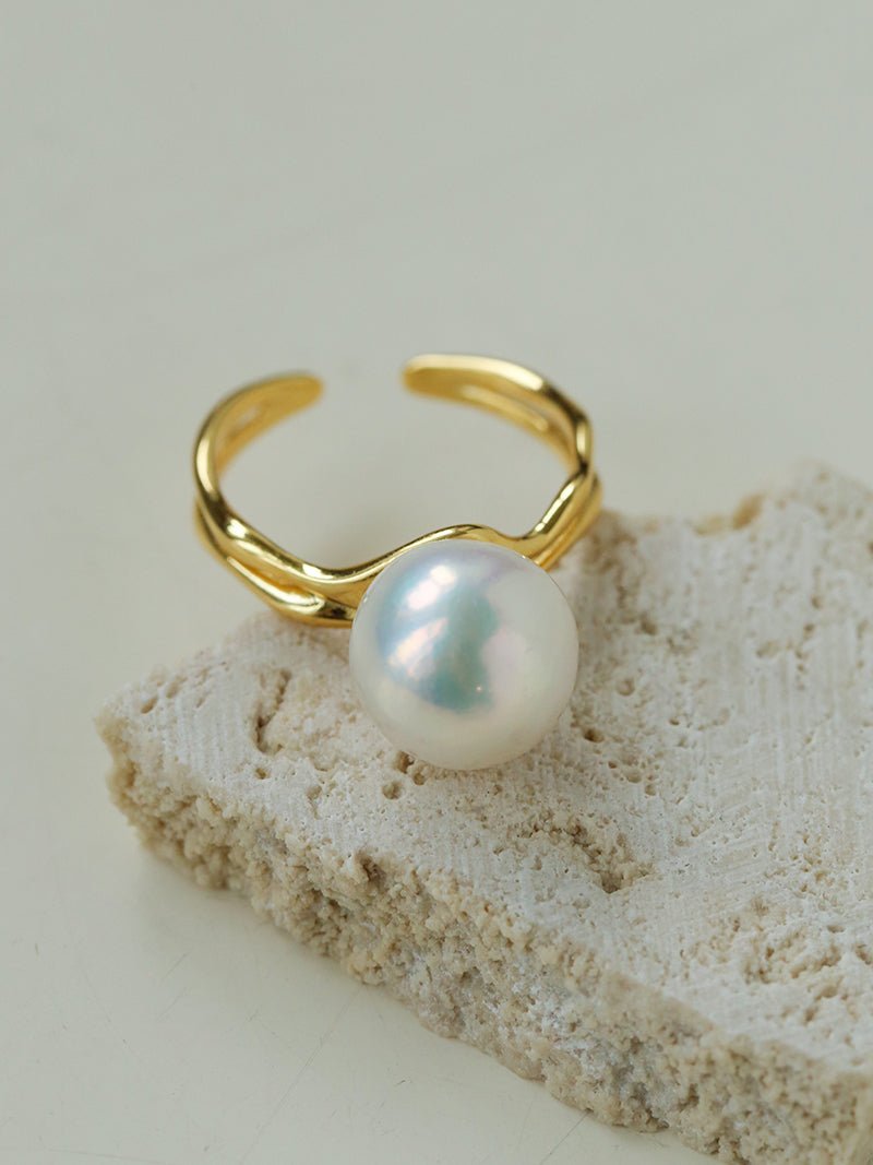 Natural Pearl Sterling Silver Adjustable Ring - floysun