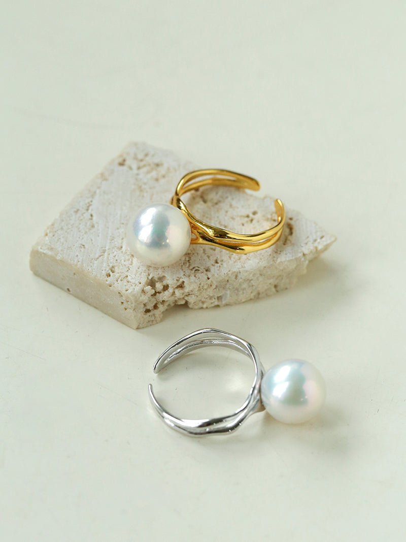 Natural Pearl Sterling Silver Adjustable Ring - floysun