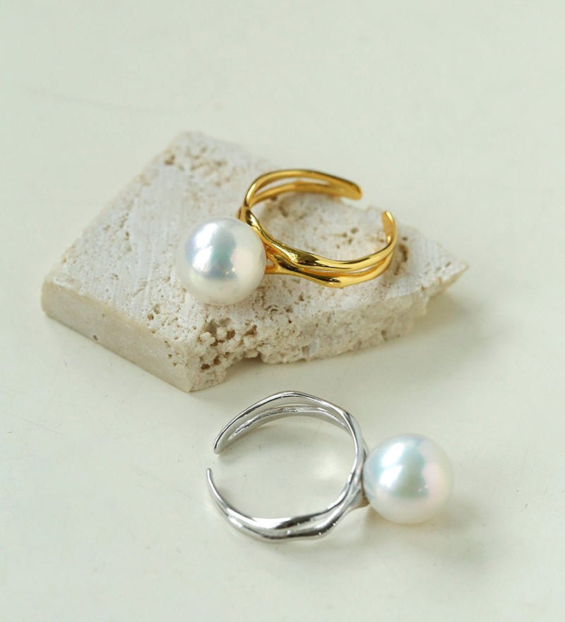 Natural Pearl Sterling Silver Adjustable Ring - floysun