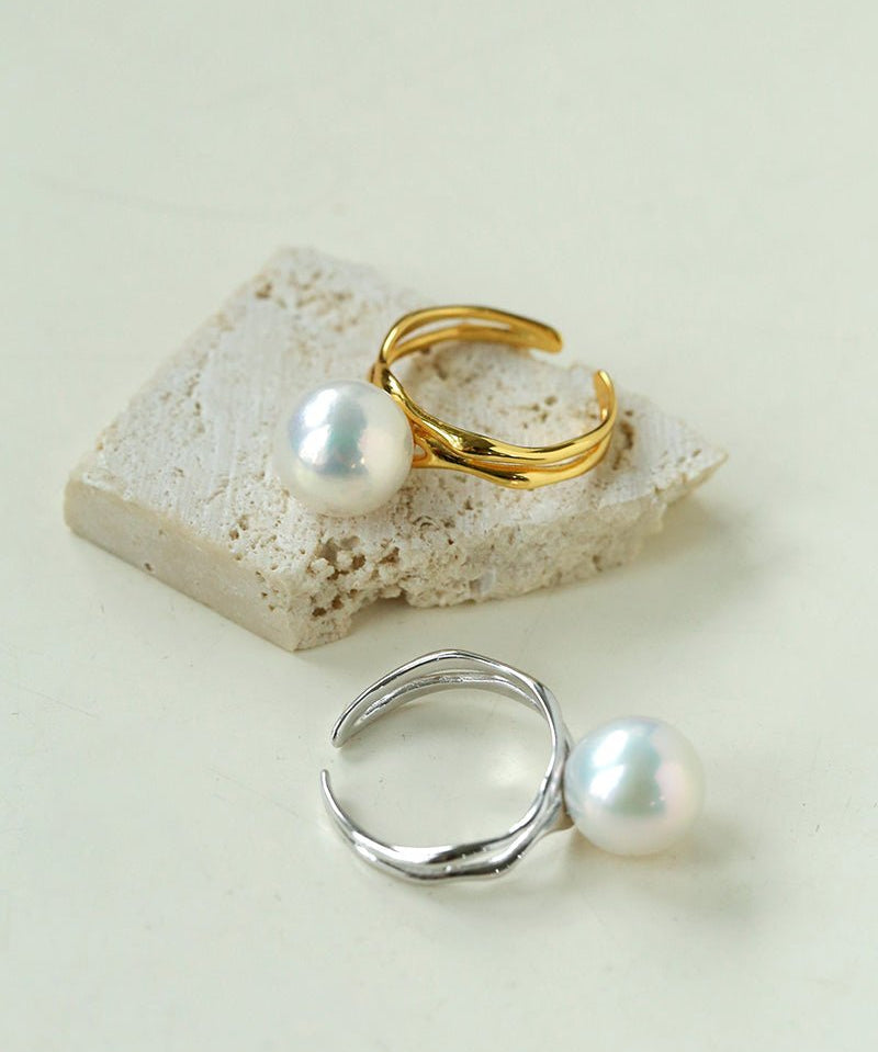 Natural Pearl Sterling Silver Adjustable Ring - floysun