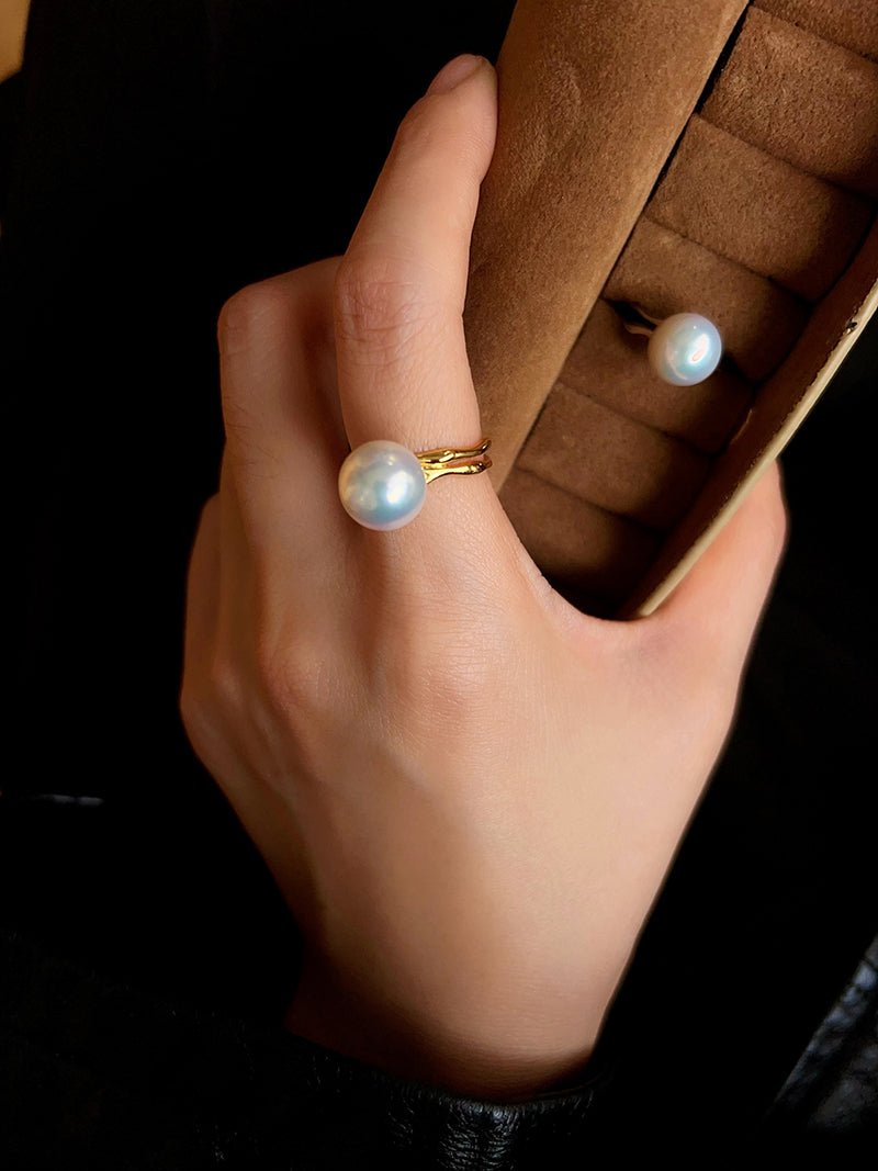 Natural Pearl Sterling Silver Adjustable Ring - floysun