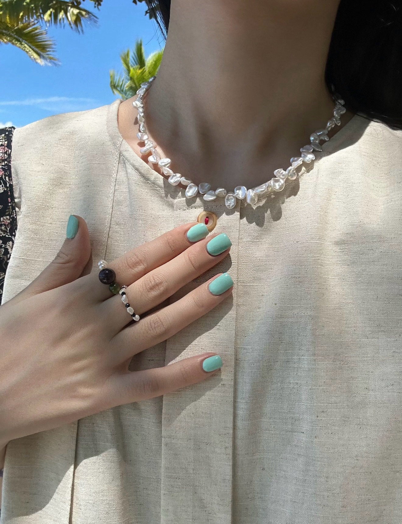 Natural Petal Freshwater Pearl Necklace - floysun