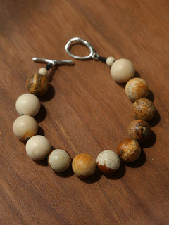 Natural Picture Jasper & White Fossil Bracelet - floysun
