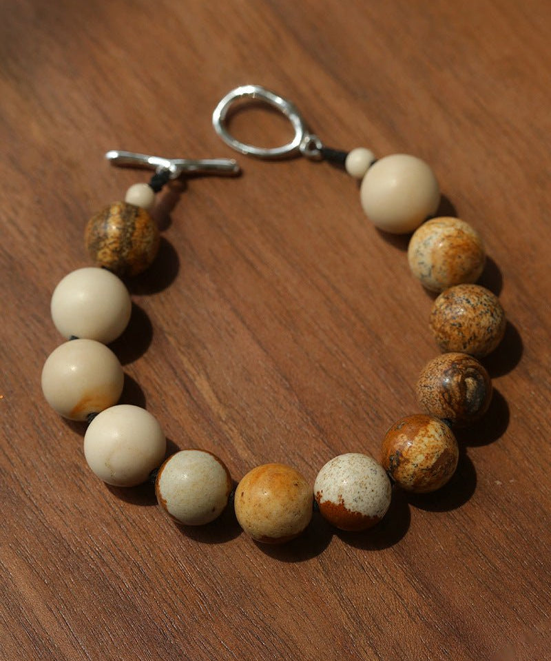 Natural Picture Jasper & White Fossil Bracelet - floysun