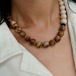 Natural Picture Jasper & White Fossil Necklace - floysun