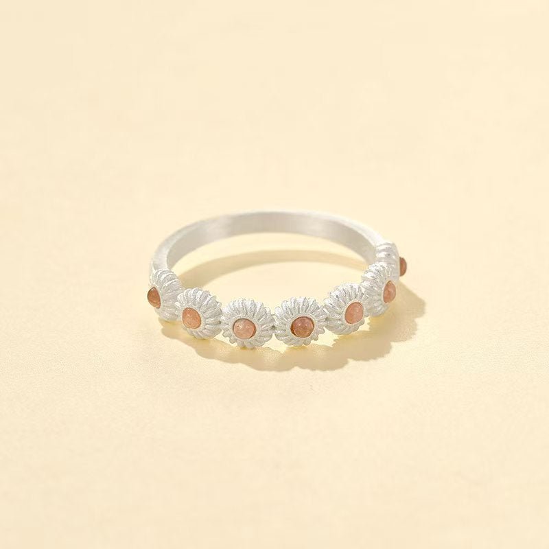 Natural Pink Moonstone Eternity Band Ring - floysun